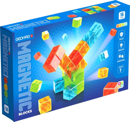 Geomag Gems Magnetiske Byggeleker 16 Fargerike Kuber