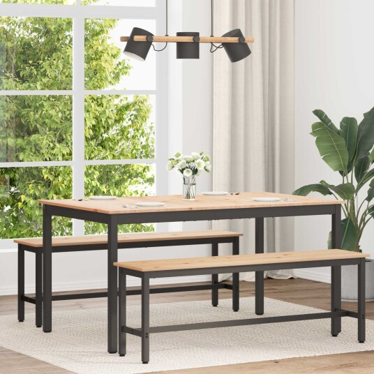 vidaXL Spisebord Naturlig 150 x 90 x 75 cm Massiv furu vidaXL Spisebord Naturlig 150 x 90 x 75 cm Massiv furu