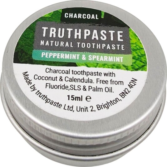 Truthpaste Charcoal Peppermint & Spearmint  Naturlig tannpasta med aktivt kull xylitol og dobbel mint 15 ml