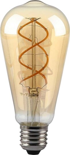 V Tac E27 5W dimbar LED pære   ST64 filament ravfarget glass ekstra varm 1800K   Kulør : Ekstra varm