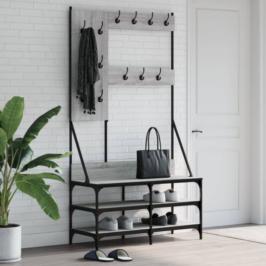 Klesstativ med skooppbevaring grå sonoma 100x40x184 cm 8721012196377