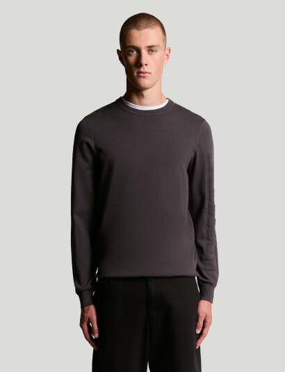 Lyle & Scott Mesh Logo Crew Neck Jumper - Grey - XL Lyle & Scott Mesh Logo Crew Neck Jumper - Grey - XL