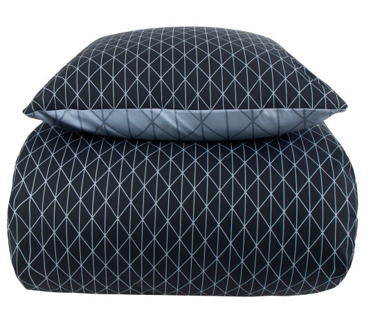 Borg Living Sengetøy - 100% bomull - Harlequin blue - 2 i 1 design - 140x220 cm - Borg Living