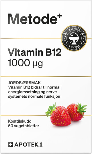 Metode Vitamin B12 1000 mcg sugetabletter med jordbærsmak 60 stk