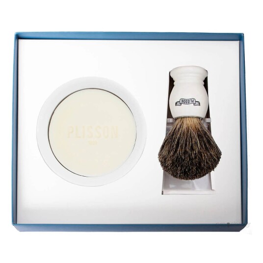 Plisson Starter Kit, Russian Grey Badger & Shaving Bowl W/Soap Hvit Plisson Starter Kit, Russian Grey Badger & Shaving Bowl W/Soap Hvit