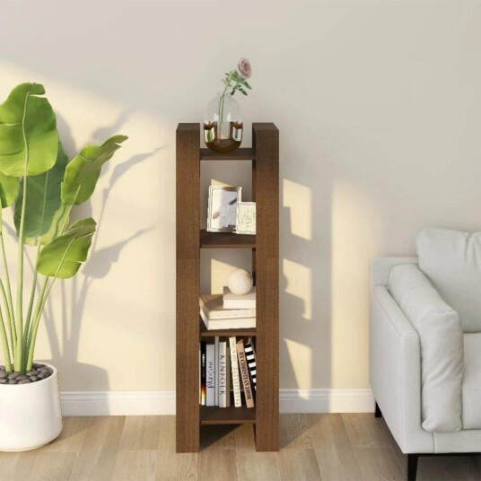 vidaXL Bokhylle/romdeler honningbrun 41x35x125 cm heltre vidaXL Bokhylle/romdeler honningbrun 41x35x125 cm heltre