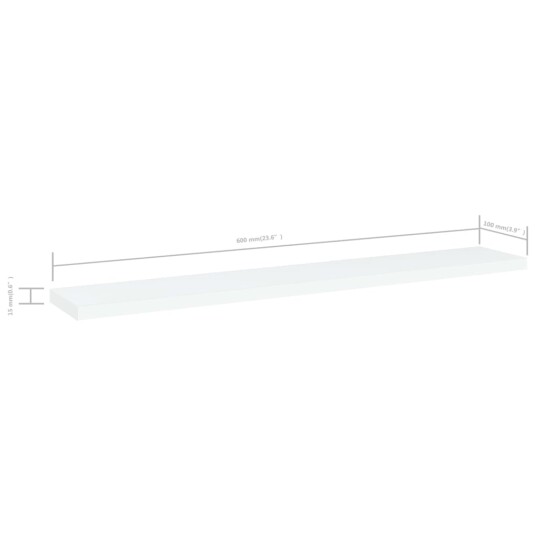  Hylleplater 4 stk hvit 60x10x1,5 cm sponplate 8720286244555