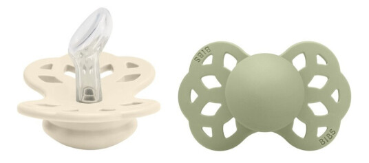 BIBS Pacifier Infinity Anatomical Silicone Ivory/Sage Size 1 2pcs