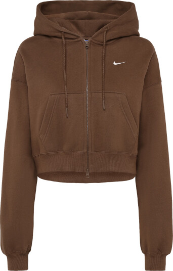 Nike W Nk Stdo Flc Mw Os Crp Fz Hdy   Brown   M