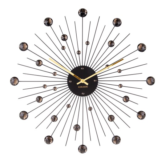 Karlsson Sunburst Crystal Veggklokke KA4859BK Unisex 50 cm Kvarts urverk