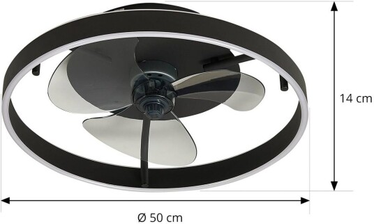 Lindby LED-takvifte Momitu svart stillegående Ø 14 cm