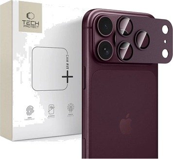 iPhone 18 Pro Max Tech-Protect Camfull Fit+ kameralinsebeskytter - Burgund