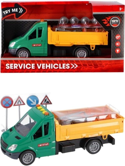 Rapid Wheels Trafikkservice lastebil med lys og lyd veiskilt følger med