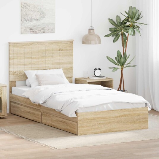 Seng med Oppbevaring Sonoma eik 100 x 200 cm Konstruert tre Seng med Oppbevaring Sonoma eik 100 x 200 cm Konstruert tre