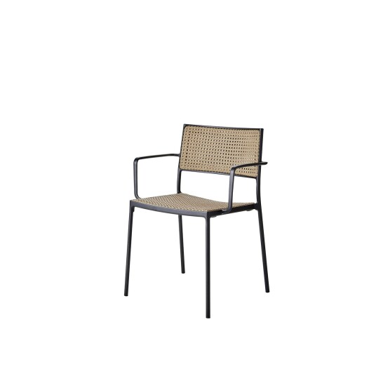Cane line Less Hagestol m/arm Lavagrå aluminium