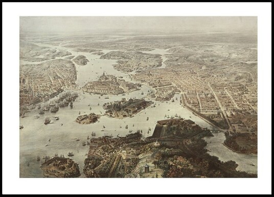 Fogelvue Over Stockholm 1860 Plakat Plakat / 70x100cm