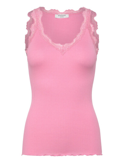 Rosemunde Rwbeatha Silk Sl V Neck Lace Top   Pink   XL