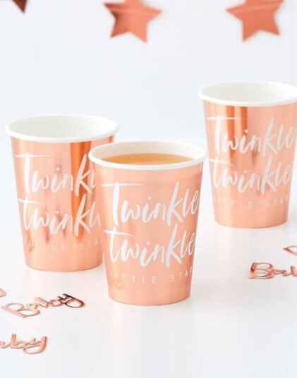 8 stk Rose Gullfarget Pappkrus 266 ml Twinkle Twinkle