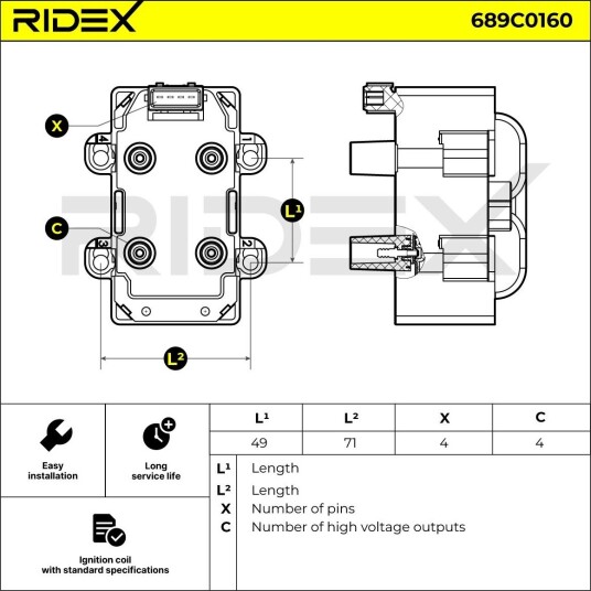 Tennspole RIDEX 689C0160 Tennspole RIDEX 689C0160
