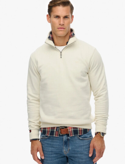 Superdry Essential Logo Half Zip - Cream - XXL Superdry Essential Logo Half Zip - Cream - XXL