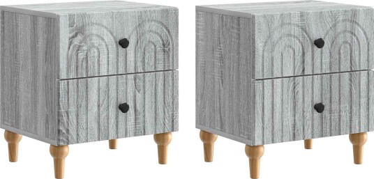 Nattbordskap 2 pcs Grå sonoma 43 x 34,5 x 48 cm Konstruert tre