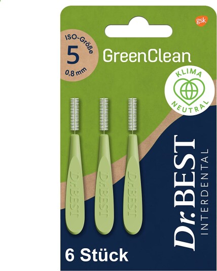 Dr. Best Gap børster GreenClean 0,80 mm. ISO 5 GRØNN