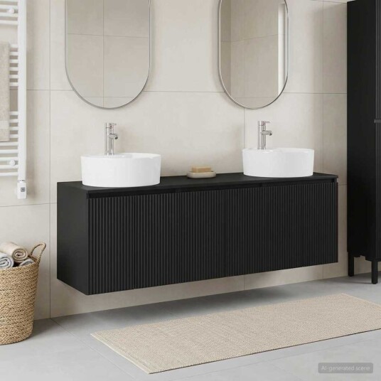 vidaXL Baderomsskapsett 3 stk. Svart 49,5 x 44,5 x 65 cm