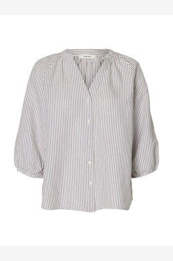 Selected Women Bluse slfCleo alberta Linen Blend Shirt Hvit