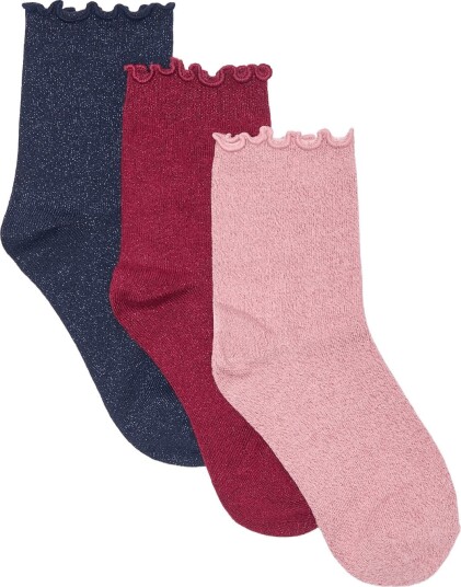 Kids Only Kogwinter Xmas Glitter Socks 3-Pack Acc - CABERNET - 31-33