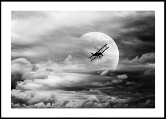 Biplane Moon Flight Plakat / 30x40 Biplane Moon Flight Plakat / 30x40