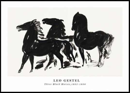 Three Black Horses Dynamic Ink Sketch By Leo Gestel 1935–1936 Plakat Plakat / 100x150cm Three Black Horses Dynamic Ink Sketch By Leo Gestel 1935–1936 Plakat Plakat / 100x150cm