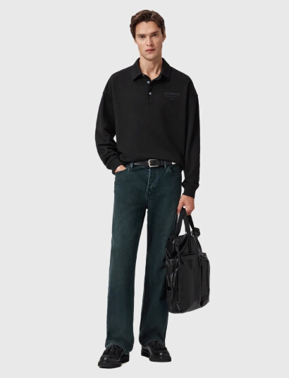 AllSaints Xander Sweat Polo - Black - S AllSaints Xander Sweat Polo - Black - S