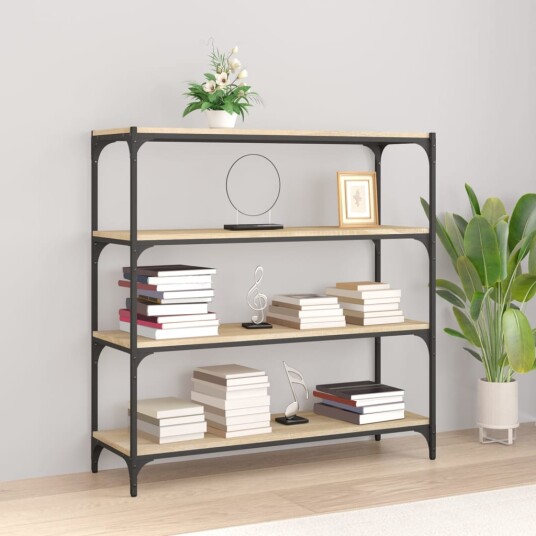 vidaXL Bokhylle Sonoma eik 100x33x100 cm konstruert tre og st?l