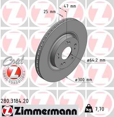Bremseskive ZIMMERMANN 280.3184.20