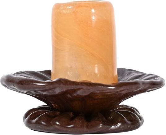 Byon Lara XS lysestake 9 cm oransje-brun i munnblåst glass Byon Lara XS lysestake 9 cm oransje-brun i munnblåst glass