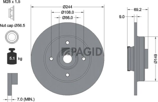 PAGID 56054NC Bremseskive PAGID 56054NC Bremseskive