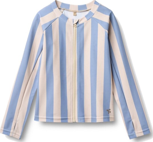 Wheat Bade T Shirt Med Glidelås Ada Bold Blue Stripe (110 / 5 år)