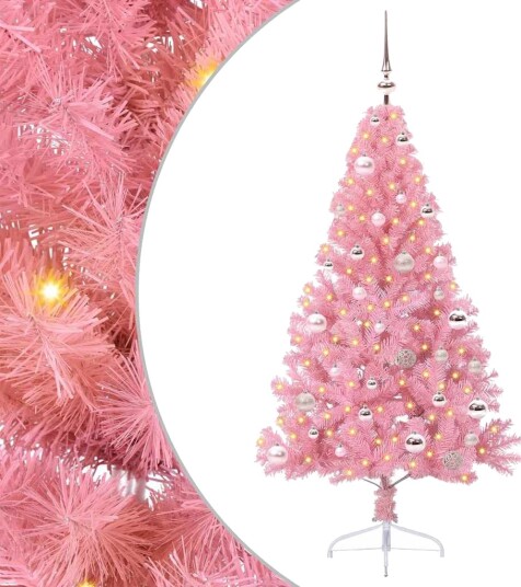  Kunstig Forhåndsopplyst Juletre med 150 LED Rosa 150 cm PVC