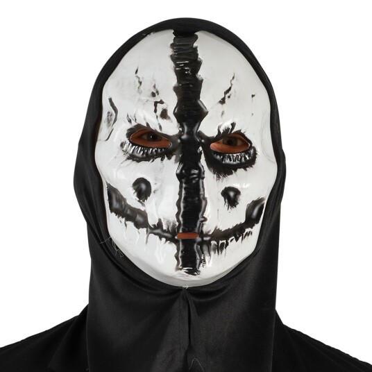 Hisab/Joker Demonmaske med hette svart/hvit One size 97755