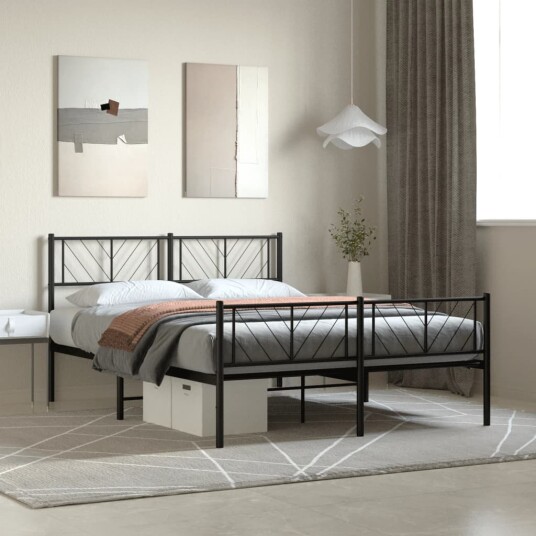 vidaXL Sengeramme i metall med hode- og fotgavl svart 120x200 cm 8721012189744