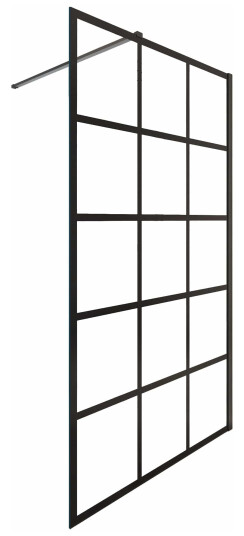 Alterna Matrix Fast Dusjvegg Ruter 86,4-116,4cm Svart Matt / 90cm Klart Glass