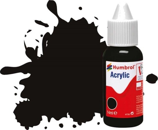 Humbrol Akryl No 85 Coal Black - Satin 14ml Dropper Bottle