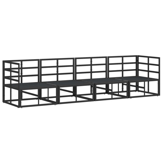 Hagesofa Set med pute med pute 4 pcs Svart 283 x 71.5 x 71 cm Aluminium