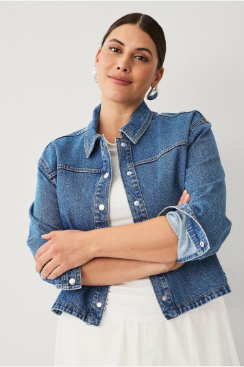 Ellos Plus collection Kart denim jakke Blå