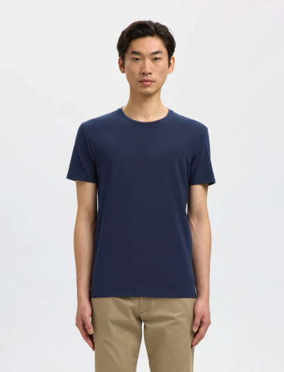 Selected Slhnewpima Ss O-Neck Tee Noos - Navy - XXL
