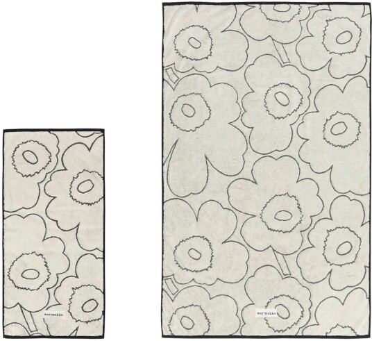 Marimekko Piirto Unikko håndklesett 2 deler Ivory-black