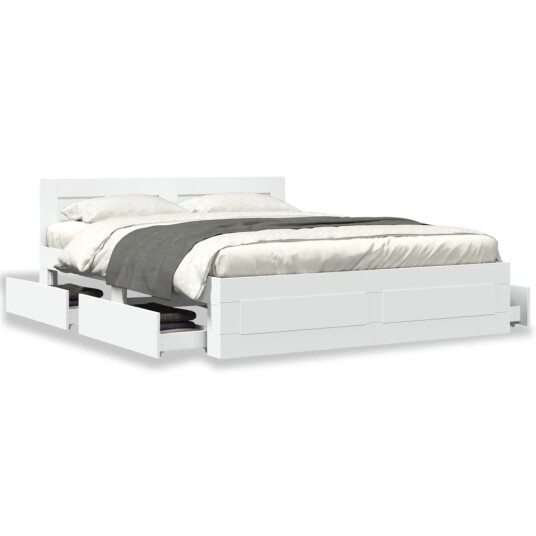  Sengeramme med hodegavl hvit 150x200 cm konstruert tre 8721102855597