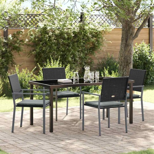 Hage Spisegruppe 5 pcs Svart Poly rattan