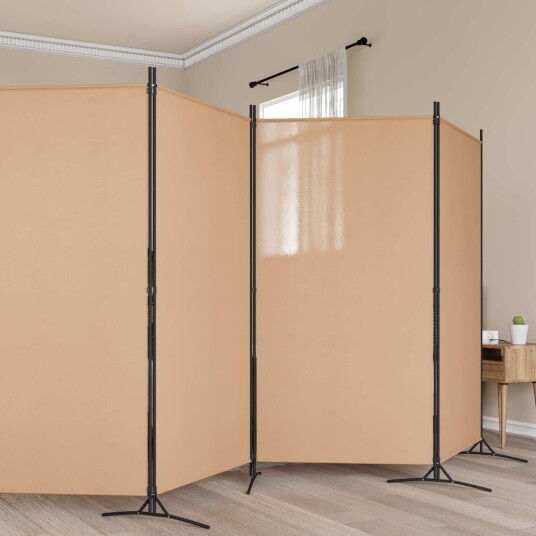 vidaXL 6-Panels Romdeler Beige 520 x 180 cm Stoff
