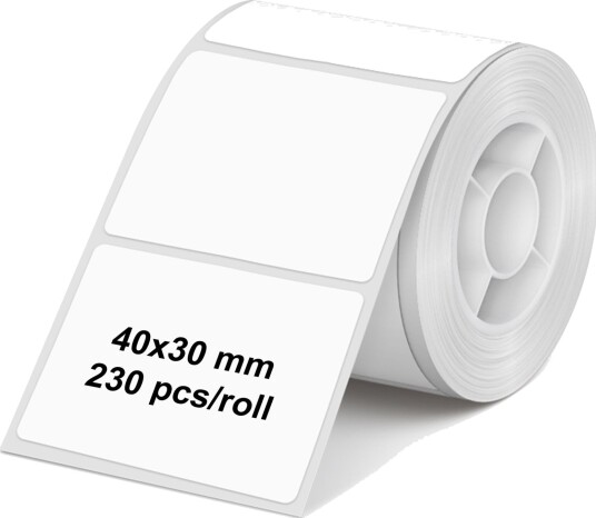 Olympia etiketterull til etikettskriver ??? 40x30mm hvit ??? 230 stk. Olympia etiketterull til etikettskriver ??? 40x30mm hvit ??? 230 stk.